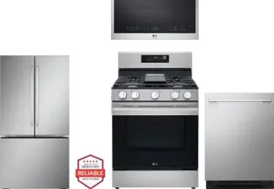 4 Piece Package Includes Refrigerator, Range, Microwave And Dishwasher