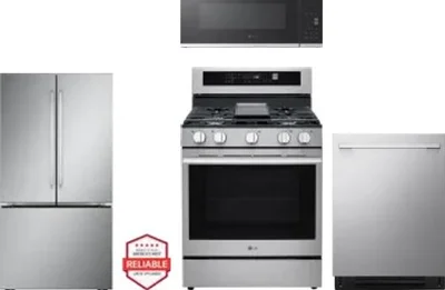 4 Piece Package Includes Refrigerator, Range, Microwave And Dishwasher