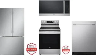4 Piece Package Includes Refrigerator, Range, Microwave And Dishwasher