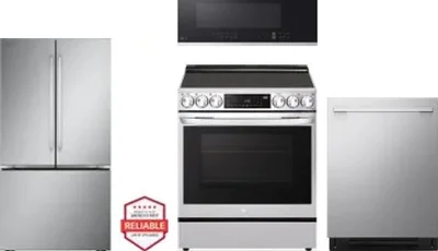 4 Piece Package Includes Refrigerator, Range, Microwave And Dishwasher