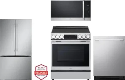 4 Piece Package Includes Refrigerator, Range, Microwave And Dishwasher