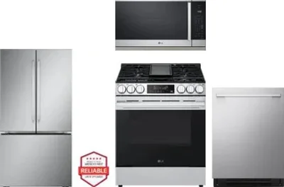4 Piece Package Includes Refrigerator, Range, Microwave And Dishwasher