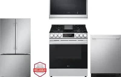 4 Piece Package Includes Refrigerator, Range, Microwave And Dishwasher