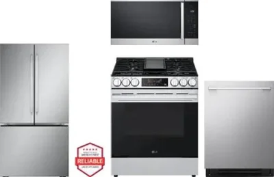 4 Piece Package Includes Refrigerator, Range, Microwave And Dishwasher
