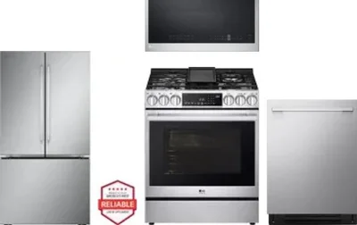 4 Piece Package Includes Refrigerator, Range, Microwave And Dishwasher