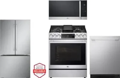 4 Piece Package Includes Refrigerator, Range, Microwave And Dishwasher