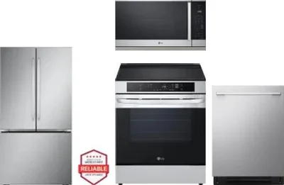 4 Piece Package Includes Refrigerator, Range, Microwave And Dishwasher