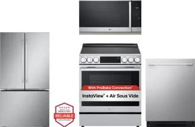 4 Piece Package Includes Refrigerator, Range, Microwave And Dishwasher