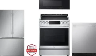 4 Piece Package Includes Refrigerator, Range, Microwave And Dishwasher
