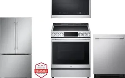 4 Piece Package Includes Refrigerator, Range, Microwave And Dishwasher
