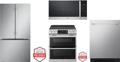 4 Piece Package Includes Refrigerator, Range, Microwave And Dishwasher