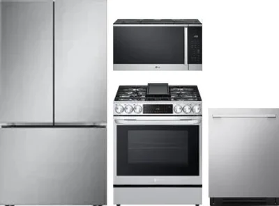 4 Piece Package Includes Refrigerator, Range, Microwave And Dishwasher