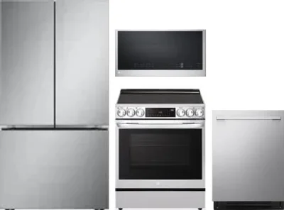 4 Piece Package Includes Refrigerator, Range, Microwave And Dishwasher