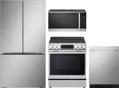 4 Piece Package Includes Refrigerator, Range, Microwave And Dishwasher