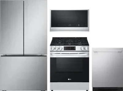 4 Piece Package Includes Refrigerator, Range, Microwave And Dishwasher