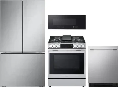 4 Piece Package Includes Refrigerator, Range, Microwave And Dishwasher