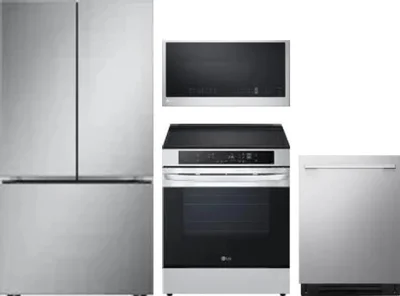 4 Piece Package Includes Refrigerator, Range, Microwave And Dishwasher