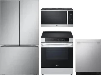 4 Piece Package Includes Refrigerator, Range, Microwave And Dishwasher