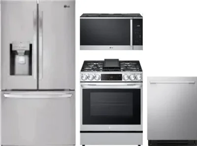 4 Piece Package Includes Refrigerator, Range, Microwave And Dishwasher