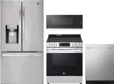 4 Piece Package Includes Refrigerator, Range, Microwave And Dishwasher