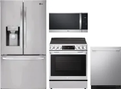 4 Piece Package Includes Refrigerator, Range, Microwave And Dishwasher