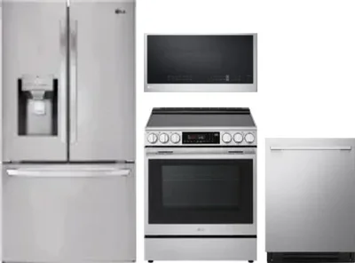 4 Piece Package Includes Refrigerator, Range, Microwave And Dishwasher