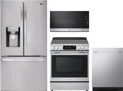 4 Piece Package Includes Refrigerator, Range, Microwave And Dishwasher