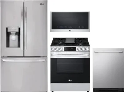 4 Piece Package Includes Refrigerator, Range, Microwave And Dishwasher