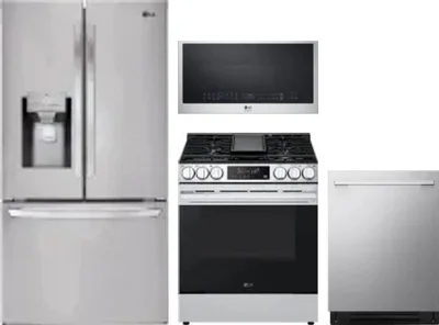4 Piece Package Includes Refrigerator, Range, Microwave And Dishwasher