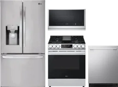4 Piece Package Includes Refrigerator, Range, Microwave And Dishwasher