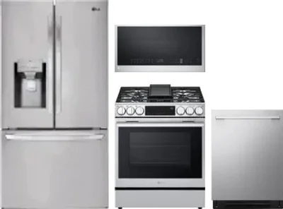 4 Piece Package Includes Refrigerator, Range, Microwave And Dishwasher