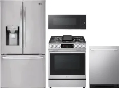4 Piece Package Includes Refrigerator, Range, Microwave And Dishwasher