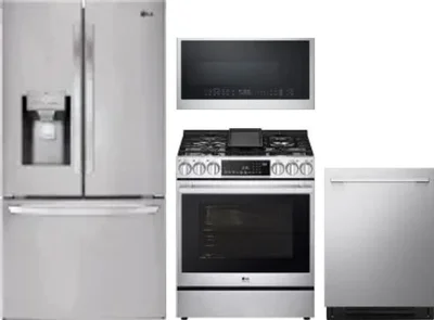 4 Piece Package Includes Refrigerator, Range, Microwave And Dishwasher