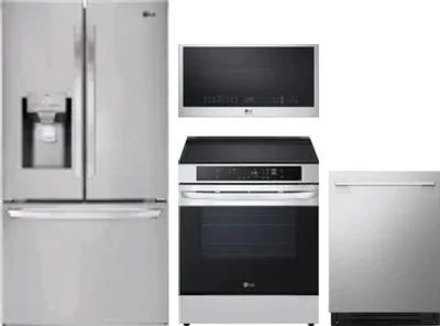 4 Piece Package Includes Refrigerator, Range, Microwave And Dishwasher