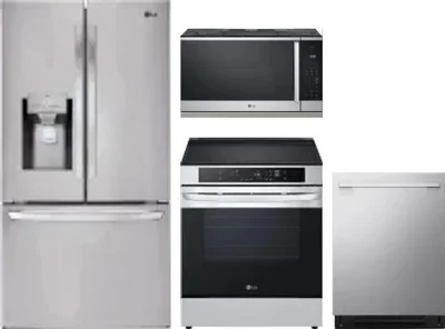 4 Piece Package Includes Refrigerator, Range, Microwave And Dishwasher
