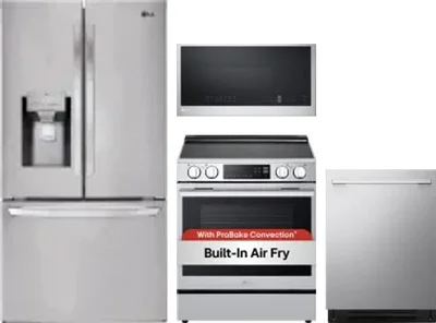 4 Piece Package Includes Refrigerator, Range, Microwave And Dishwasher