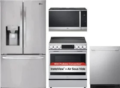 4 Piece Package Includes Refrigerator, Range, Microwave And Dishwasher