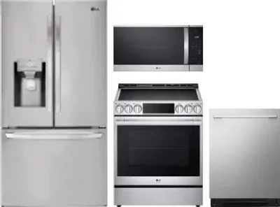 4 Piece Package Includes Refrigerator, Range, Microwave And Dishwasher