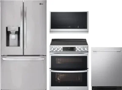4 Piece Package Includes Refrigerator, Range, Microwave And Dishwasher