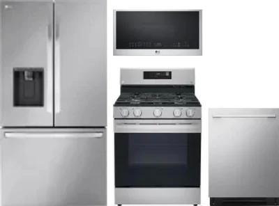 4 Piece Package Includes Refrigerator, Range, Microwave And Dishwasher