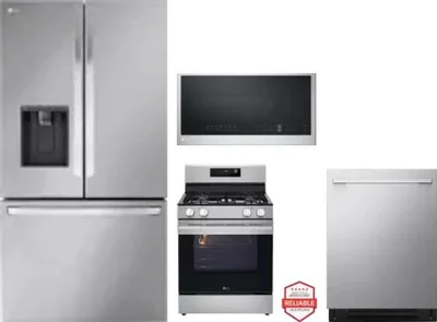 4 Piece Package Includes Refrigerator, Range, Microwave And Dishwasher