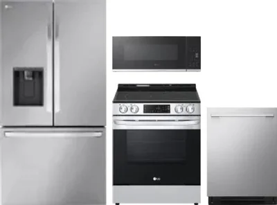 4 Piece Package Includes Refrigerator, Range, Microwave And Dishwasher