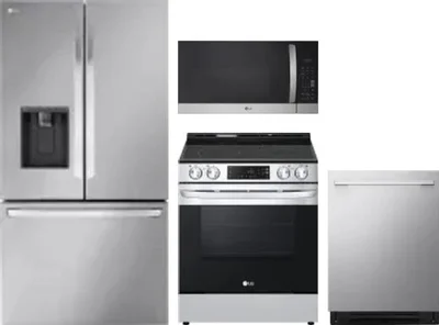 4 Piece Package Includes Refrigerator, Range, Microwave And Dishwasher
