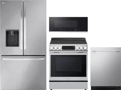 4 Piece Package Includes Refrigerator, Range, Microwave And Dishwasher