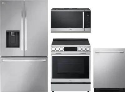 4 Piece Package Includes Refrigerator, Range, Microwave And Dishwasher