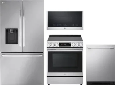 4 Piece Package Includes Refrigerator, Range, Microwave And Dishwasher