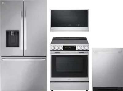 4 Piece Package Includes Refrigerator, Range, Microwave And Dishwasher