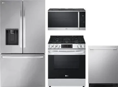 4 Piece Package Includes Refrigerator, Range, Microwave And Dishwasher