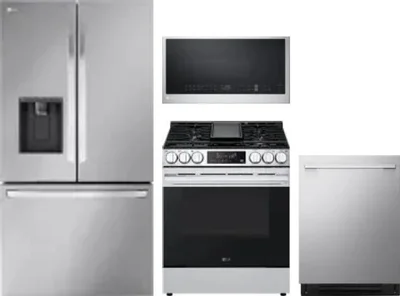 4 Piece Package Includes Refrigerator, Range, Microwave And Dishwasher