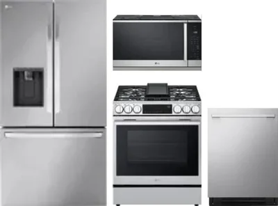 4 Piece Package Includes Refrigerator, Range, Microwave And Dishwasher